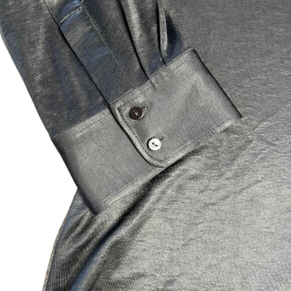 L'AGENCE Women's Tyler Black Satin Button Down Blouse Size L - Picture 7 of 7